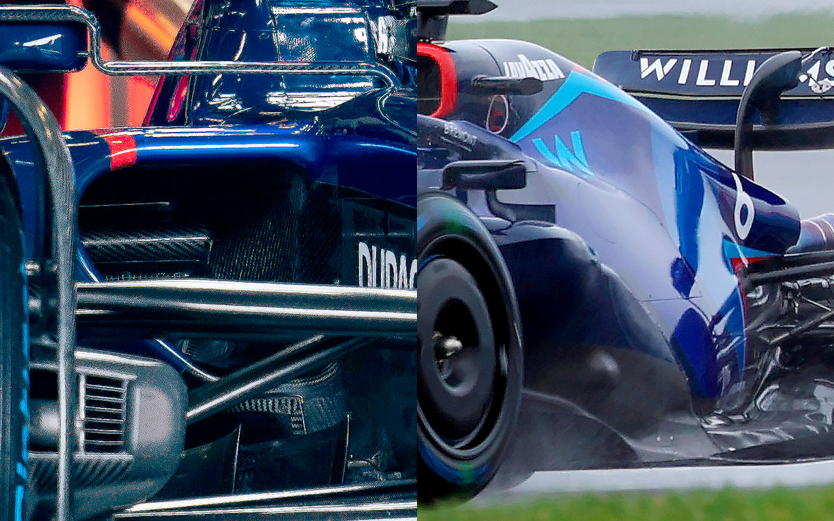 ウィリアムズ・レーシングの2022年型F1マシン「FW44」のラジエーター吸気口とサイドポッド