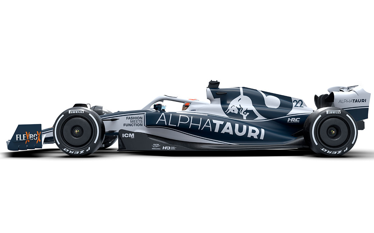角田裕毅とピエール・ガスリーが駆るスクーデリア・アルファタウリの2022年型F1マシン「AT03」のレンダリングイメージ全体像 (2)