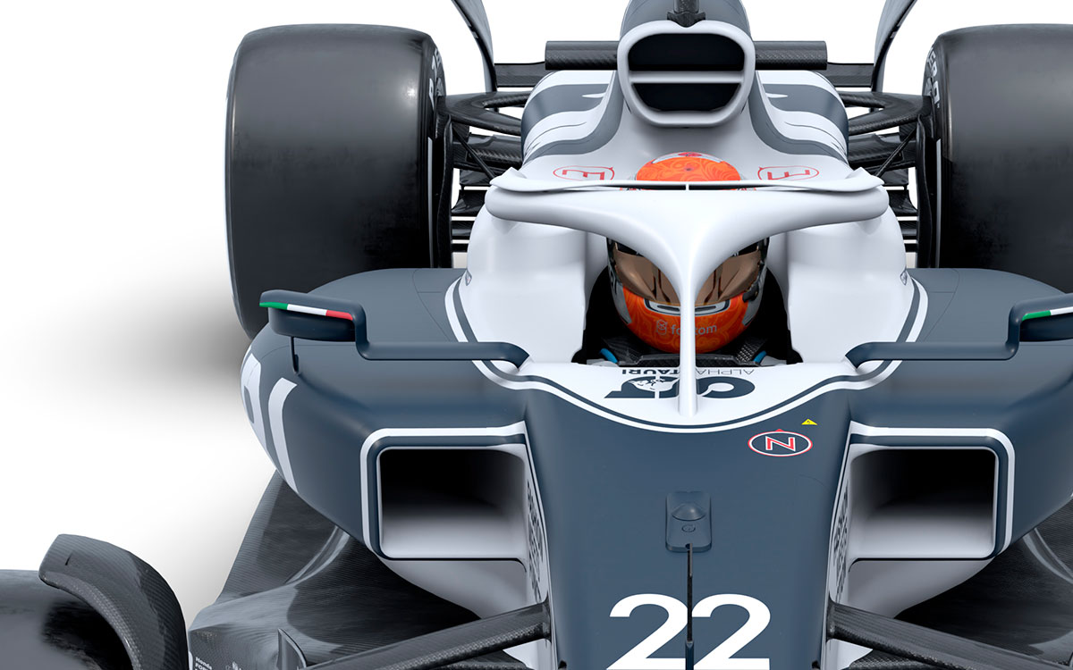 ラジエーター吸気口とインダクションポッド、ヘイロー含むコックピット周り、スクーデリア・アルファタウリの2022年型F1マシン「AT03」の細部レンダリング