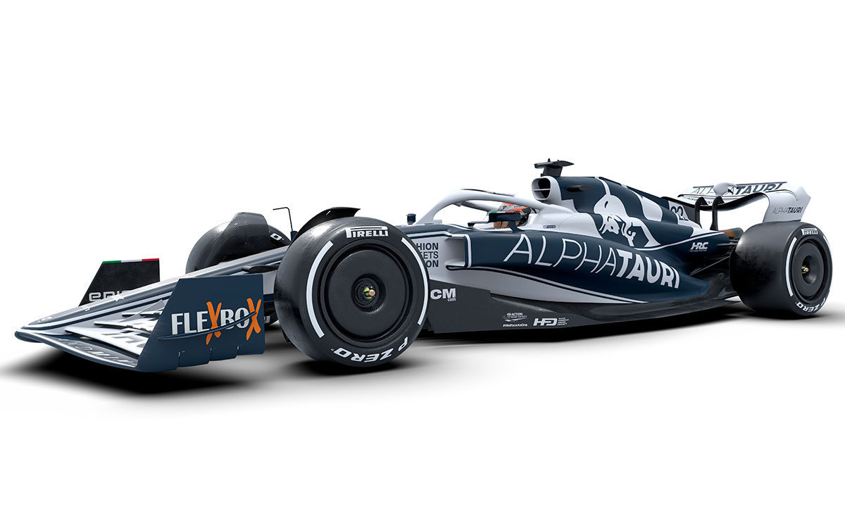角田裕毅とピエール・ガスリーが駆るスクーデリア・アルファタウリの2022年型F1マシン「AT03」のレンダリングイメージ全体像 (4)