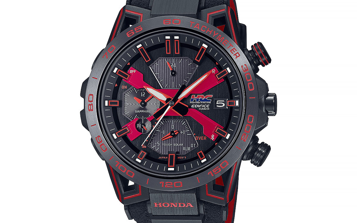 ホンダ「赤バッジ」の塗料を採用したカシオ計算機EDIFICEの腕時計「EQB-2000HR」