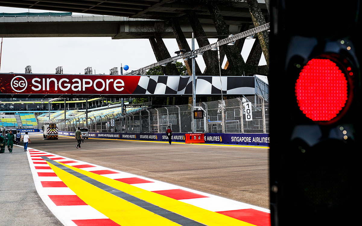 設営が行われるマリーナベイ市街地コース、2019年9月19日F1シンガポールGP