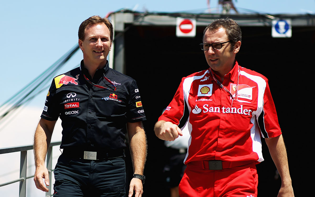 レッドブルのクリスチャン・ホーナー代表とフェラーリのステファノ・ドメニカリ代表、2011年5月26日F1モナコGP