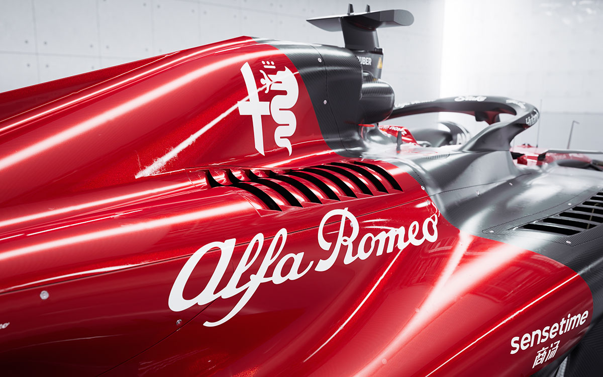 アルファロメオ（ザウバー）の2023年型F1マシン「C43」のショーカーの冷却ルーバー、2月7日公開