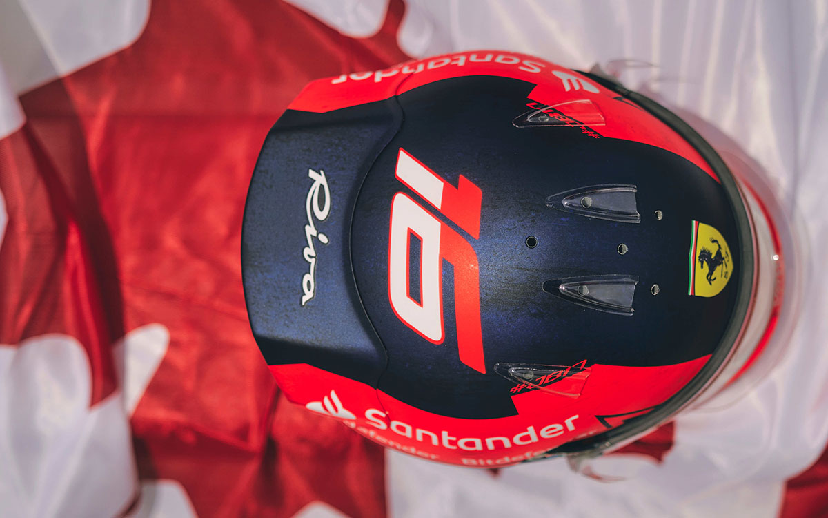 シャルル・ルクレール（フェラーリ）がF1カナダGPのために用意したジル・ビルヌーブ追悼スペシャルヘルメット、2023年6月15日 (5)