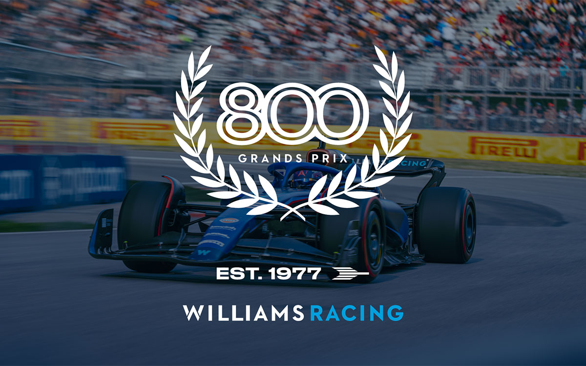F1通算800戦の記念を祝うウィリアムズのグラフィック、2023年