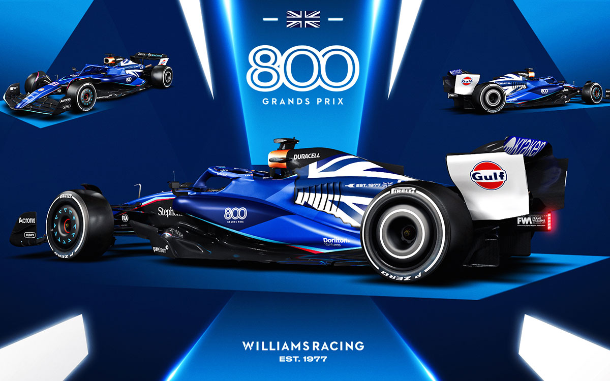 グランプリ通算800戦目を記念したウィリアムズFW45のスペシャルリバリー、2023年F1イギリスGPで採用 (3)