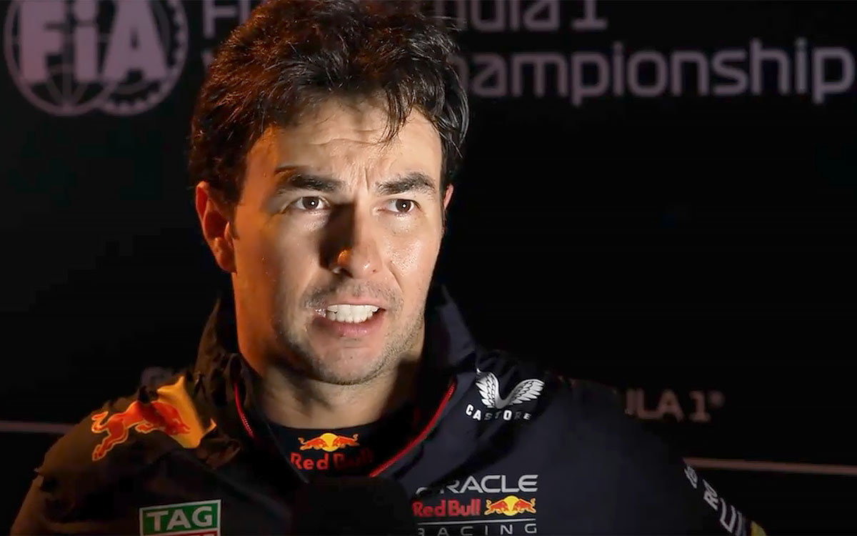 予選を経てインタビューに応じるセルジオ・ペレス（レッドブル）、2023年11月3日F1サンパウロGP