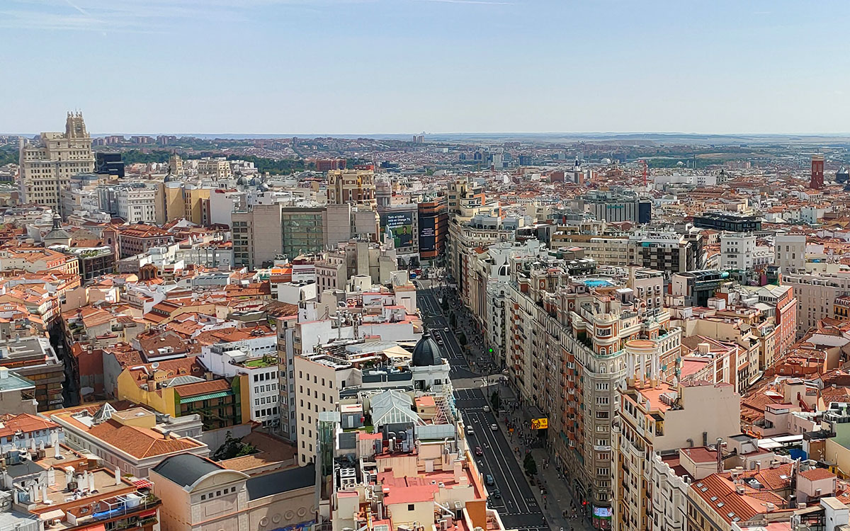 スペインの首都マドリード市街地の風景、2021年9月12日