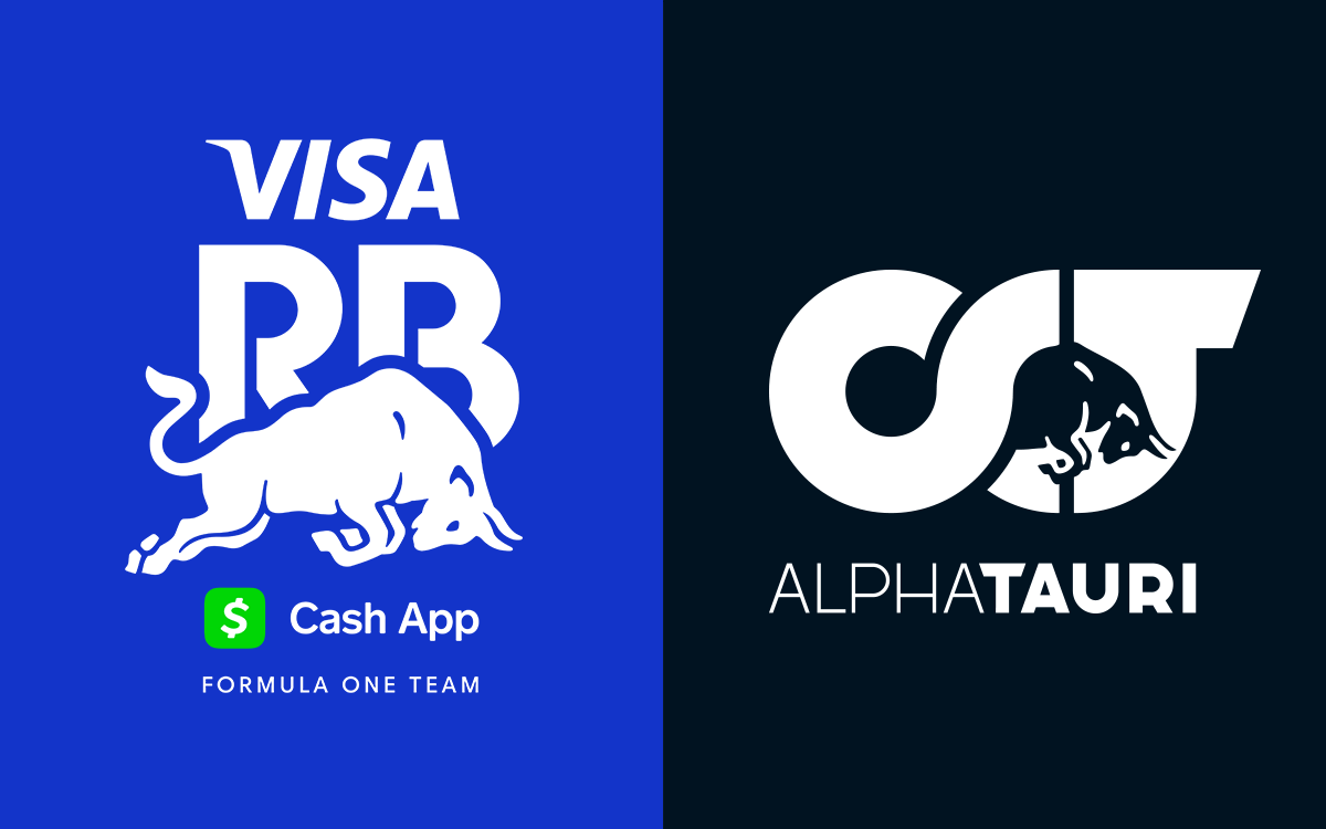 ビザ・キャッシュアップRB F1チーム（Visa Cash App RB）とスクーデリア・アルファタウリのロゴの比較