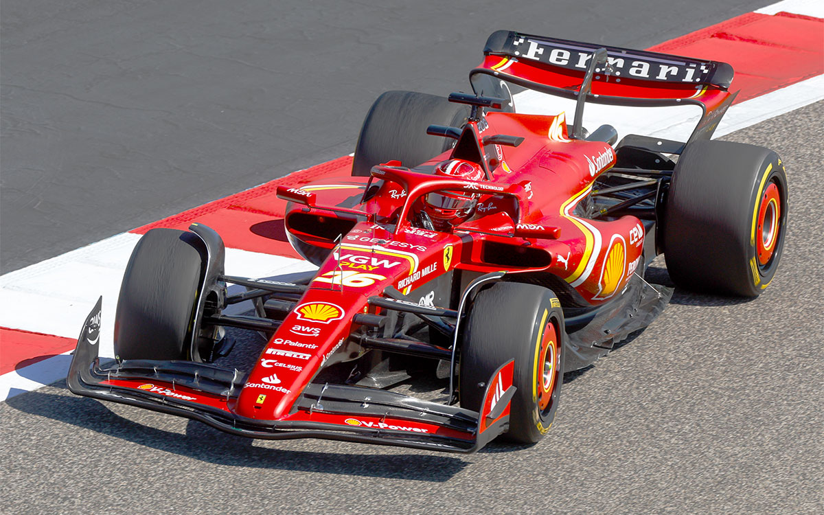 フェラーリ「SF-24」をドライブするシャルル・ルクレール、2024年2月21日F1プレシーズンテスト初日バーレーン・インターナショナル・サーキット
