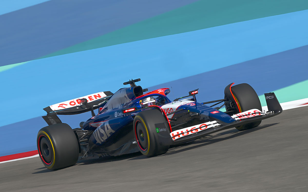 バーレーン・インターナショナル・サーキットを周回するダニエル・リカルド（ビザ・キャッシュアップRBフォーミュラ1）、2024年2月29日F1バーレーンGP FP1