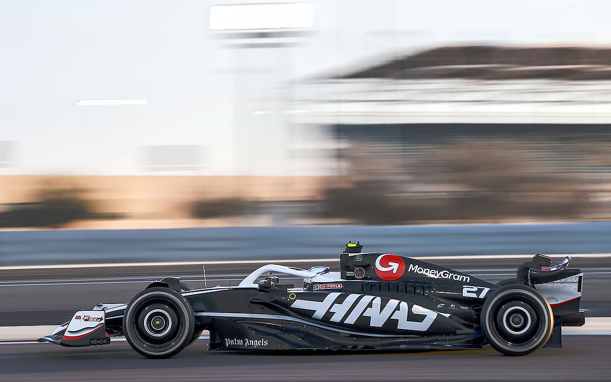 ハース「VF-24」をドライブするニコ・ヒュルケンベルグ、2024年2月21日F1プレシーズンテスト初日バーレーン・インターナショナル・サーキット (1)