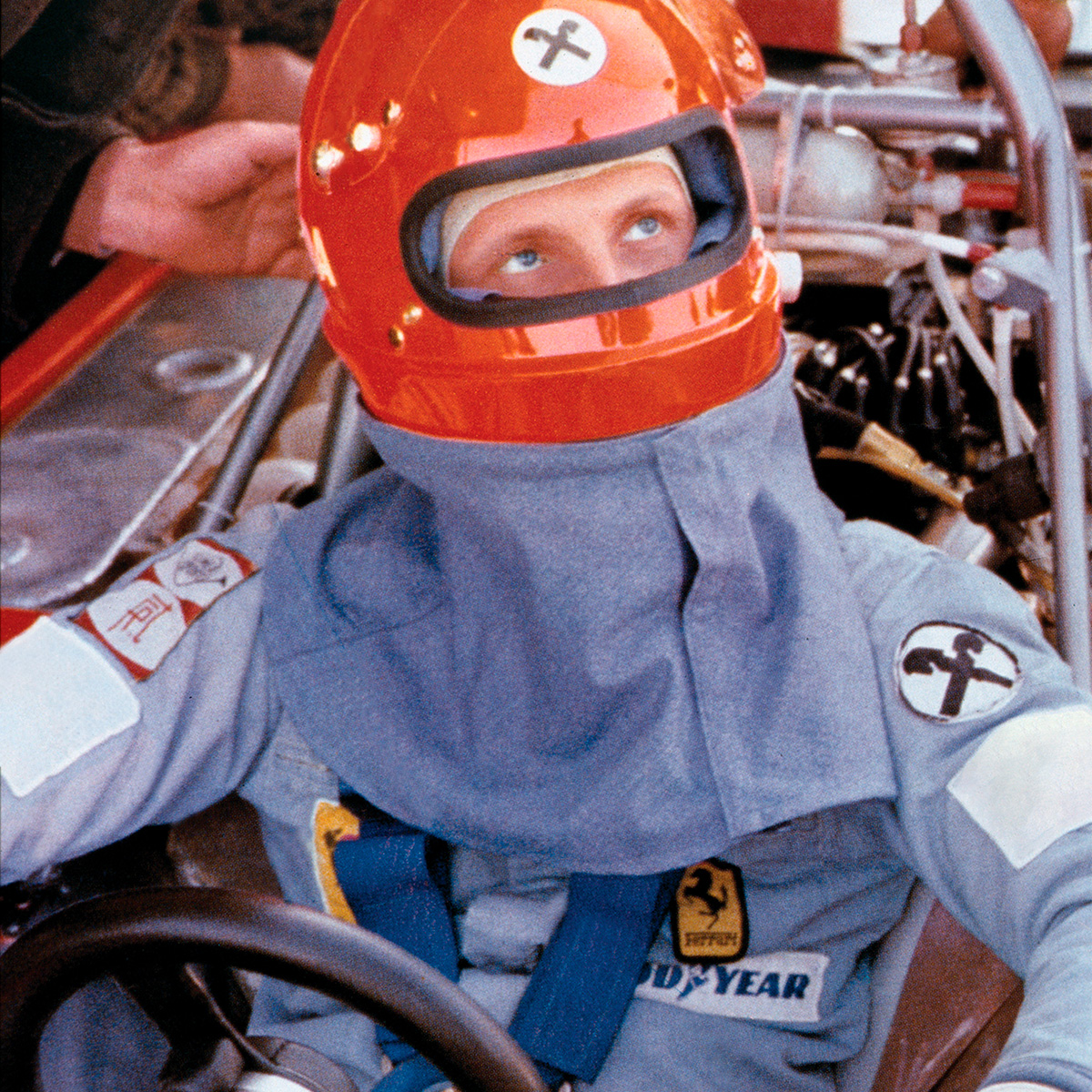 1974年のF1イタリアGPフリー走行でのニキ・ラウダ（フェラーリ）