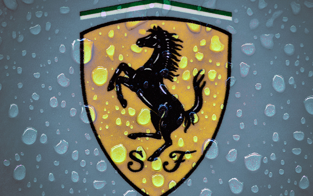 フェラーリのF1マシン「SF-24」に取り付けられた跳ね馬のエンブレム、2024年4月19日F1中国GP
