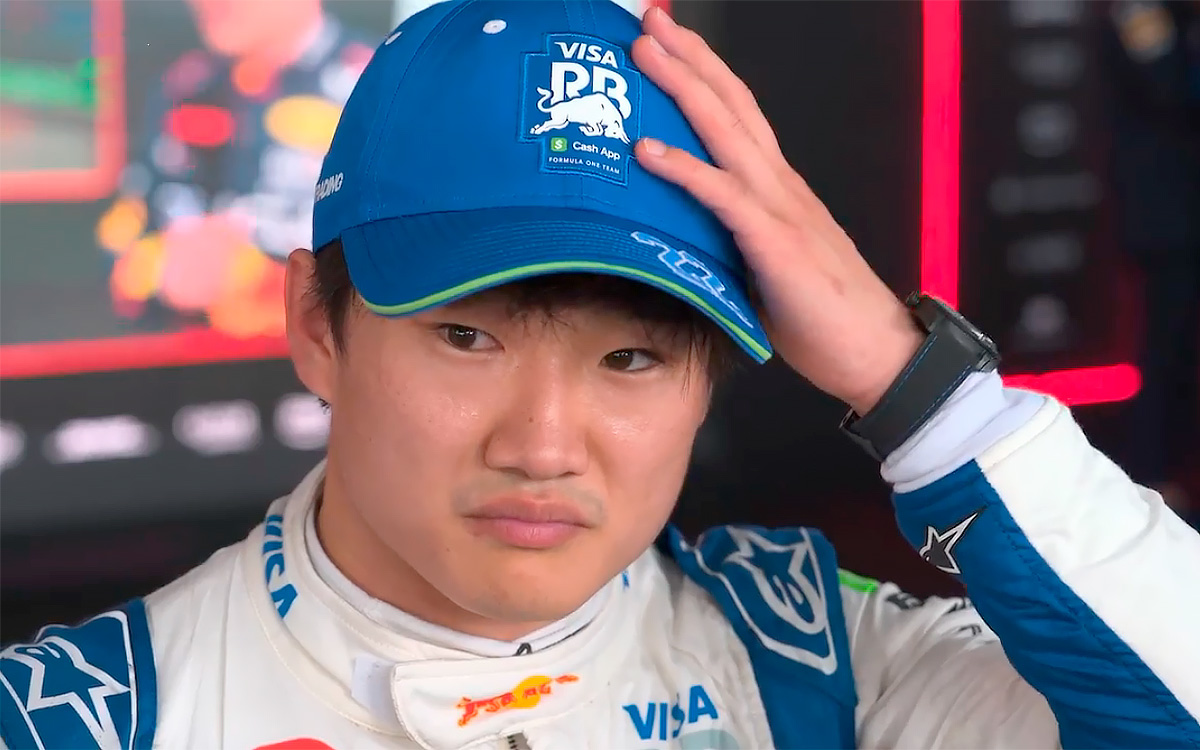 自らのミスによってポイント獲得を逃したレースを経てインタビューに応じる角田裕毅（RBフォーミュラ1）、2024年6月9日F1カナダGP