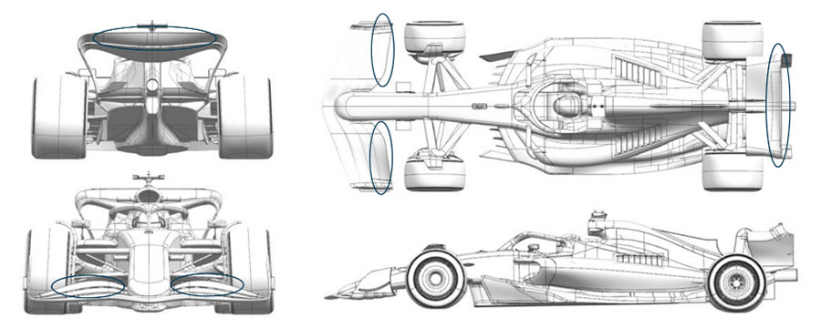 2024年F1第16戦イタリアGPでレッドブルRB20に投入されたアップグレード箇所を記した図