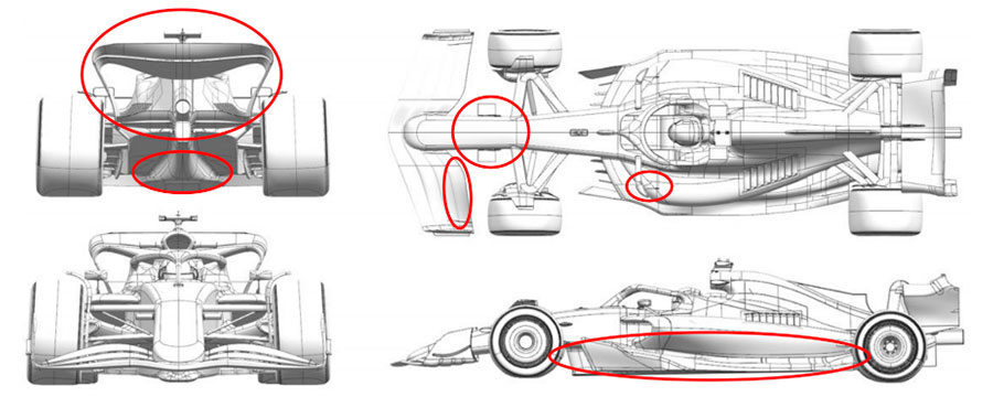 2024年F1第16戦イタリアGPでフェラーリSF-24に投入されたアップグレード箇所を記した図