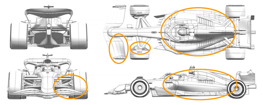 2024年F1第16戦イタリアGPでマクラーレンMCL38に投入されたアップグレード箇所を記した図