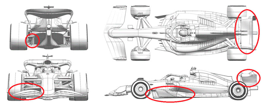 2024年F1第16戦イタリアGPでザウバーC44に投入されたアップグレード箇所を記した図)