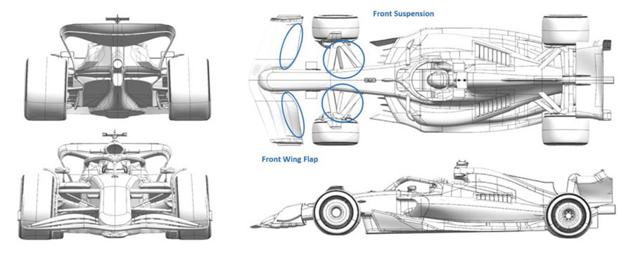 2024年F1第16戦イタリアGPでハースVF-24に投入されたアップグレード箇所を記した図