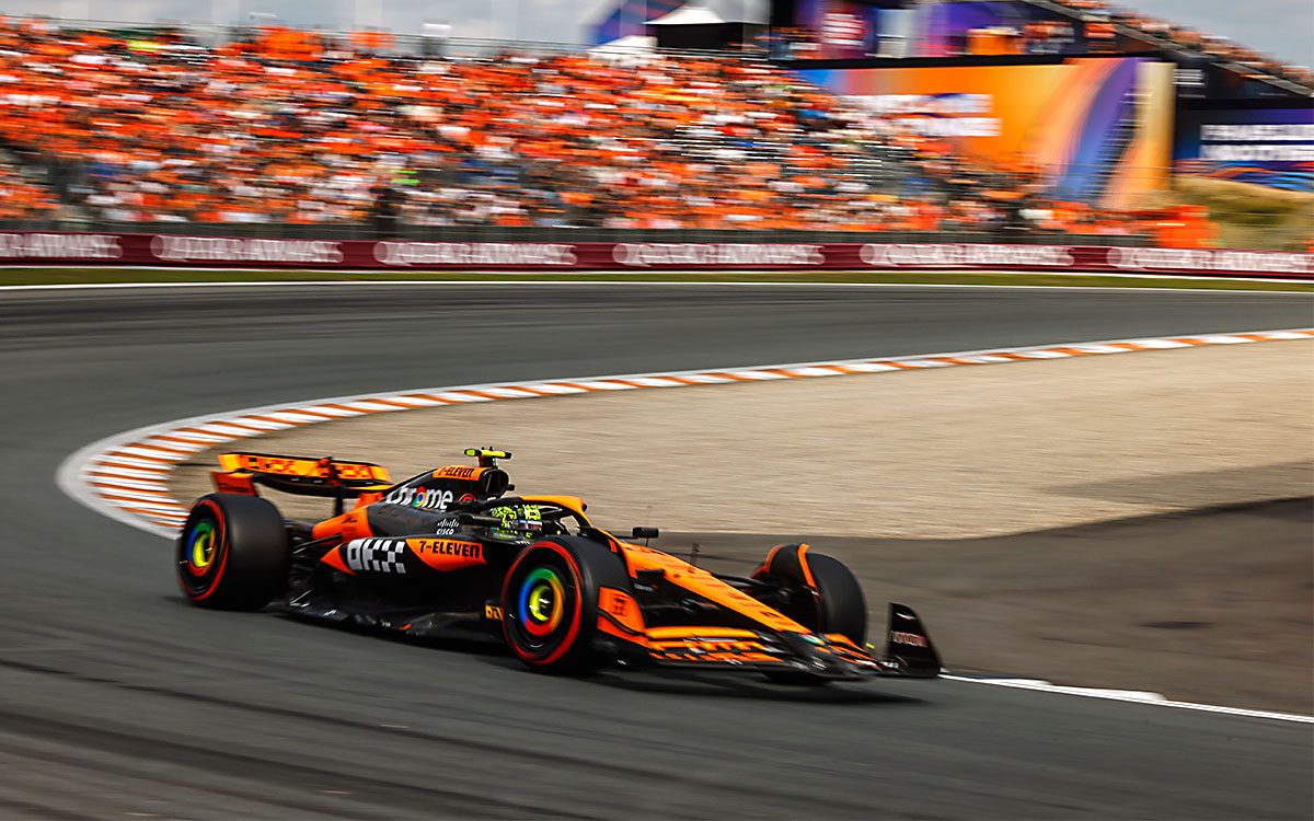 ザントフォールト・サーキットを走行するランド・ノリス（マクラーレン）、2024年8月24日F1オランダGP予選