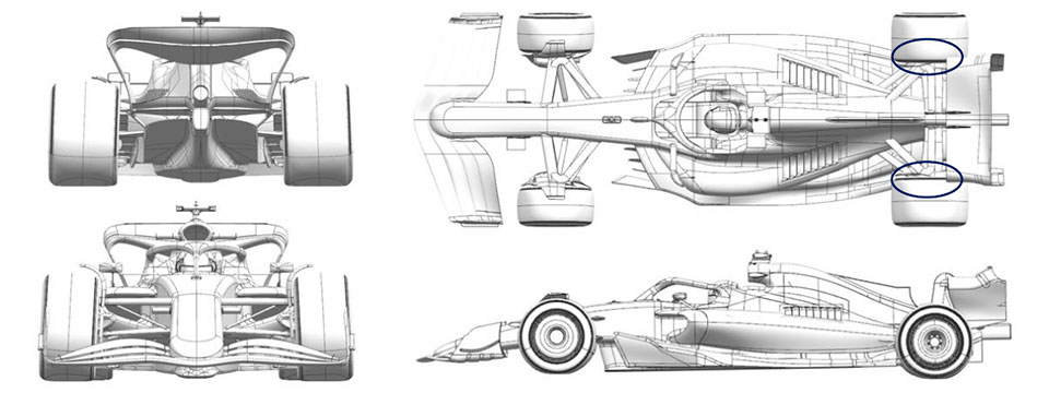 2024年F1第15戦オランダGPでRBのVCARB 01に投入された空力アップグレードのエリアを明示した図