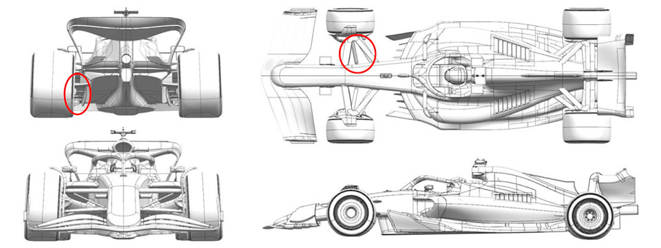 2024年F1第15戦オランダGPでアルピーヌA524に投入された空力アップグレードのエリアを明示した図