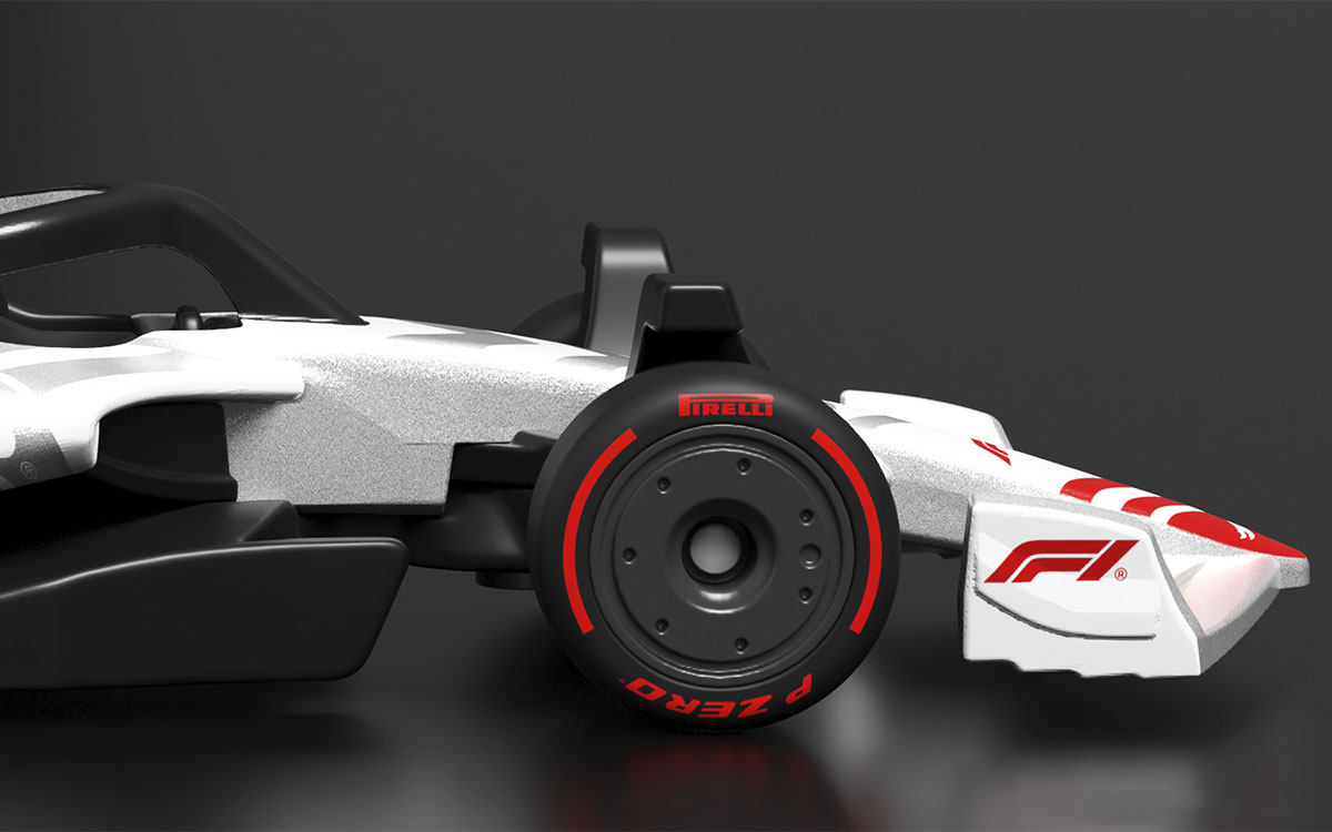 ホットウィールのF1新製品第一弾となる64分の1スケールのダイキャストカー3Dレンダリング (1)