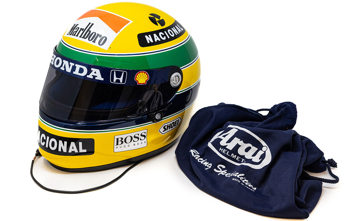 アイルトン・セナ（マクラーレン・ホンダ）が1992年のF1ベルギーGPで着用していたレーシングヘルメット (4)