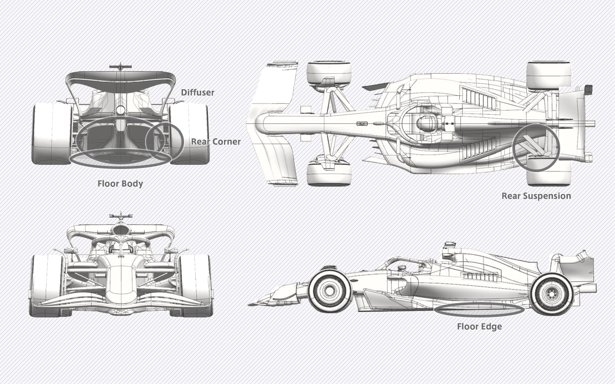 ハースVF-25に投入された空力アップグレードの図、2025年F1エミリア・ロマーニャGP