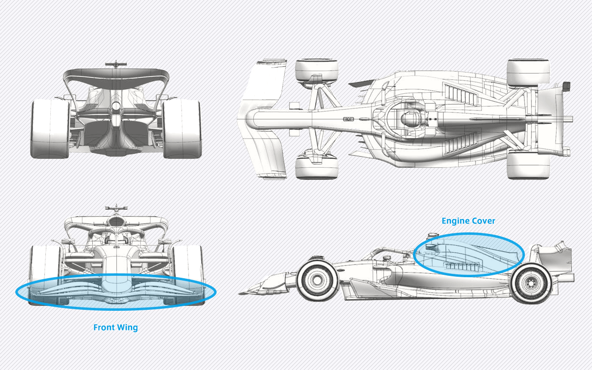 アルピーヌA525に投入された空力アップグレードの図、2025年F1エミリア・ロマーニャGP