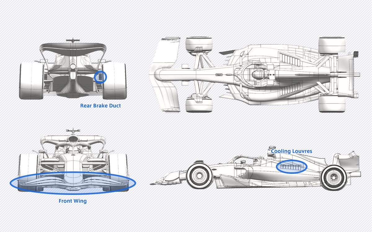 ウィリアムズFW47に投入された空力アップグレード箇所、2025年5月30日F1スペインGP初日（カタロニア・サーキット）