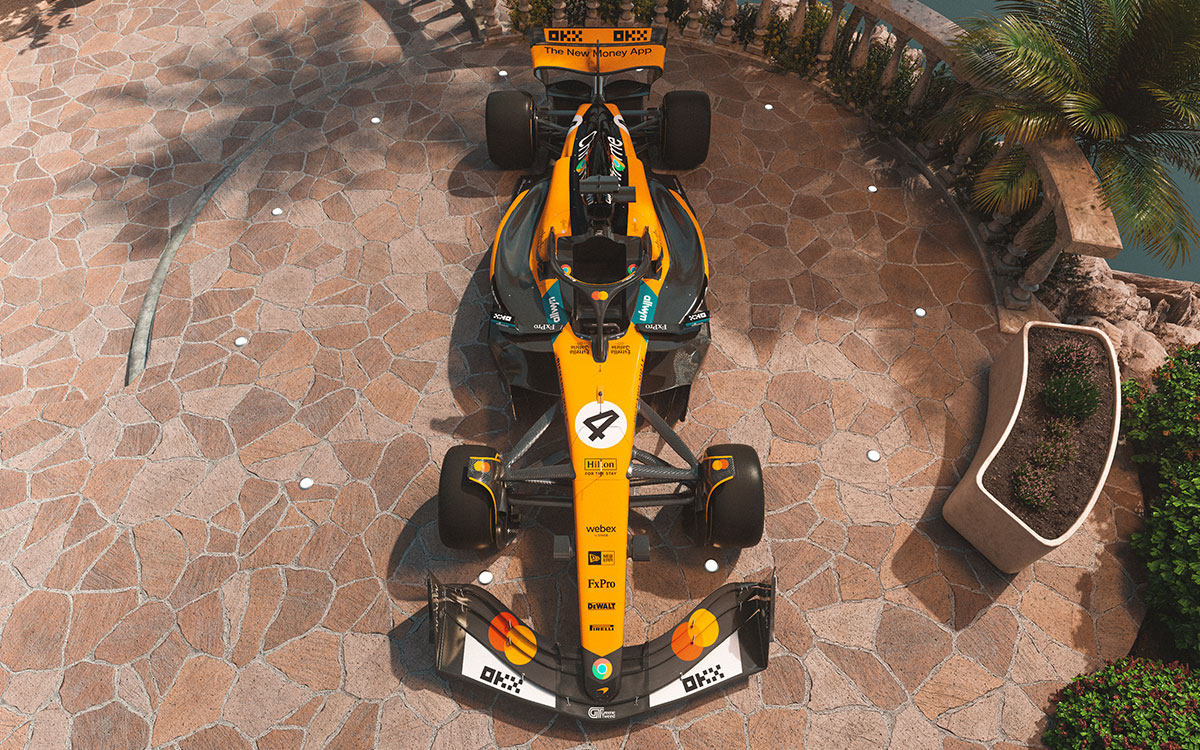 2025年のF1モナコGPおよびスペインGPでマクラーレンMCL39に施されるスペシャルリバリー「Riviera」 (1)