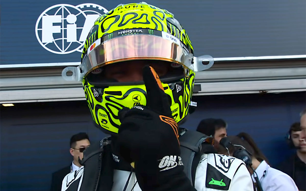 2025年モナコGP予選でポールポジションを獲得したランド・ノリス(マクラーレン)、2025年5月24日F1モンテカルロ市街地コースjpg