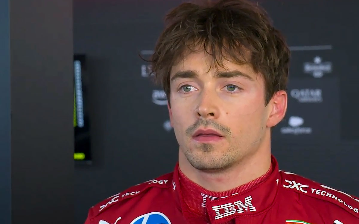予選後にインタビューを受けるシャルル・ルクレール(フェラーリ)、2025年6月14日(土) F1カナダGP(ジル・ビルヌーブ・サーキット)