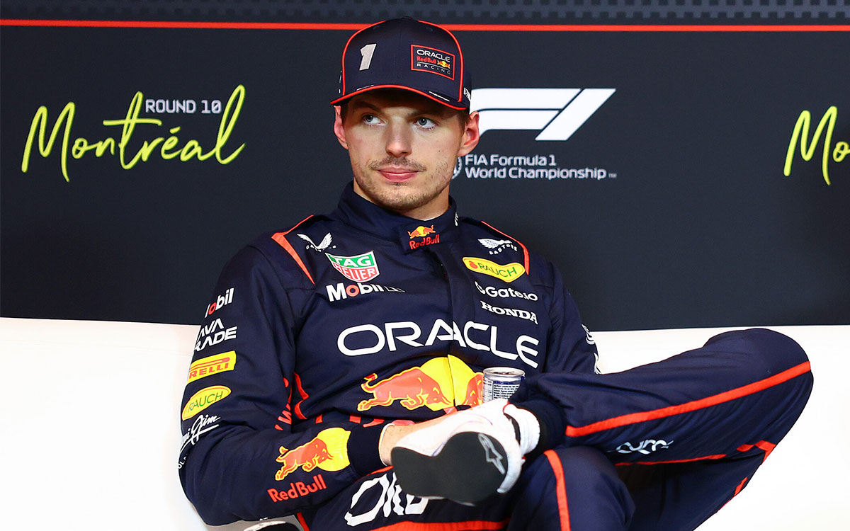 予選2番手を経てFIA公式記者会見に出席するマックス・フェルスタッペン（レッドブル）、2025年6月14日(土) F1カナダGP（ジル・ビルヌーブ・サーキット）
