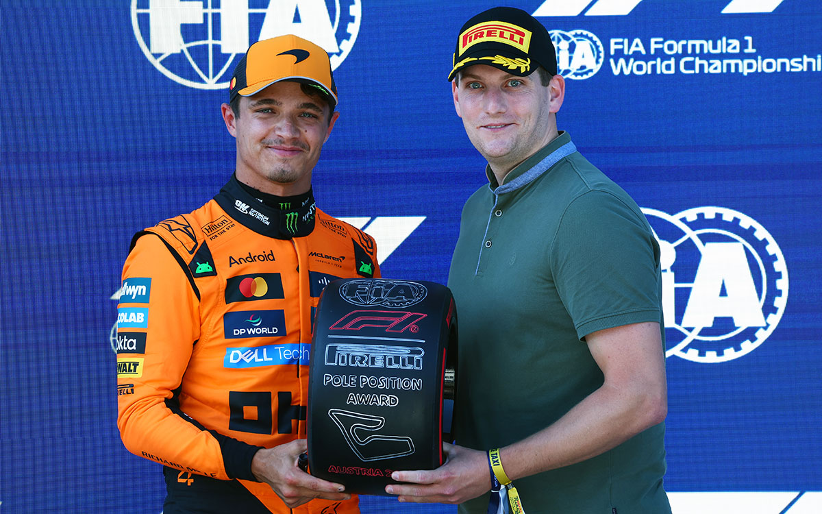 ピレリ・ポールポジション・アワードを受け取るランド・ノリス（マクラーレン）、2025年6月28日(土) F1オーストリアGP予選（レッドブル・リンク）