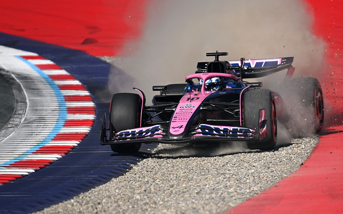 レッドブル・リンクでグラベルに飛び出すピエール・ガスリー(アルピーヌ)、2025年F1オーストリアGP