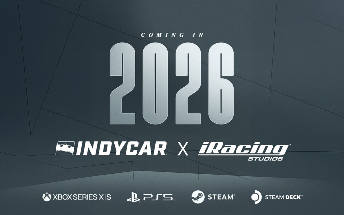 iRacing Studiosとの提携により開発が行われるインディカー・シリーズ公式ゲームの告知グラフィック、2025年8月26日