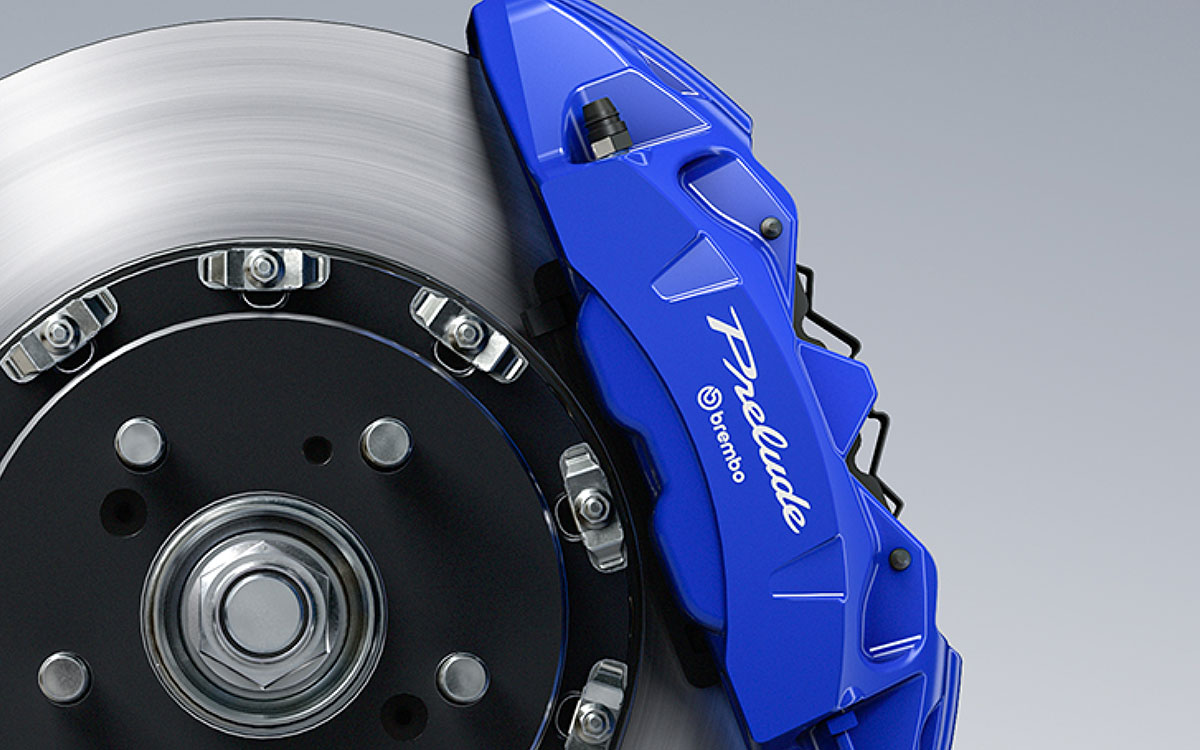 Brembo社製フロント大径ベンチレーテッド2ピースディスクブレーキ＋4ポットキャリパー、ホンダ新型プレリュード