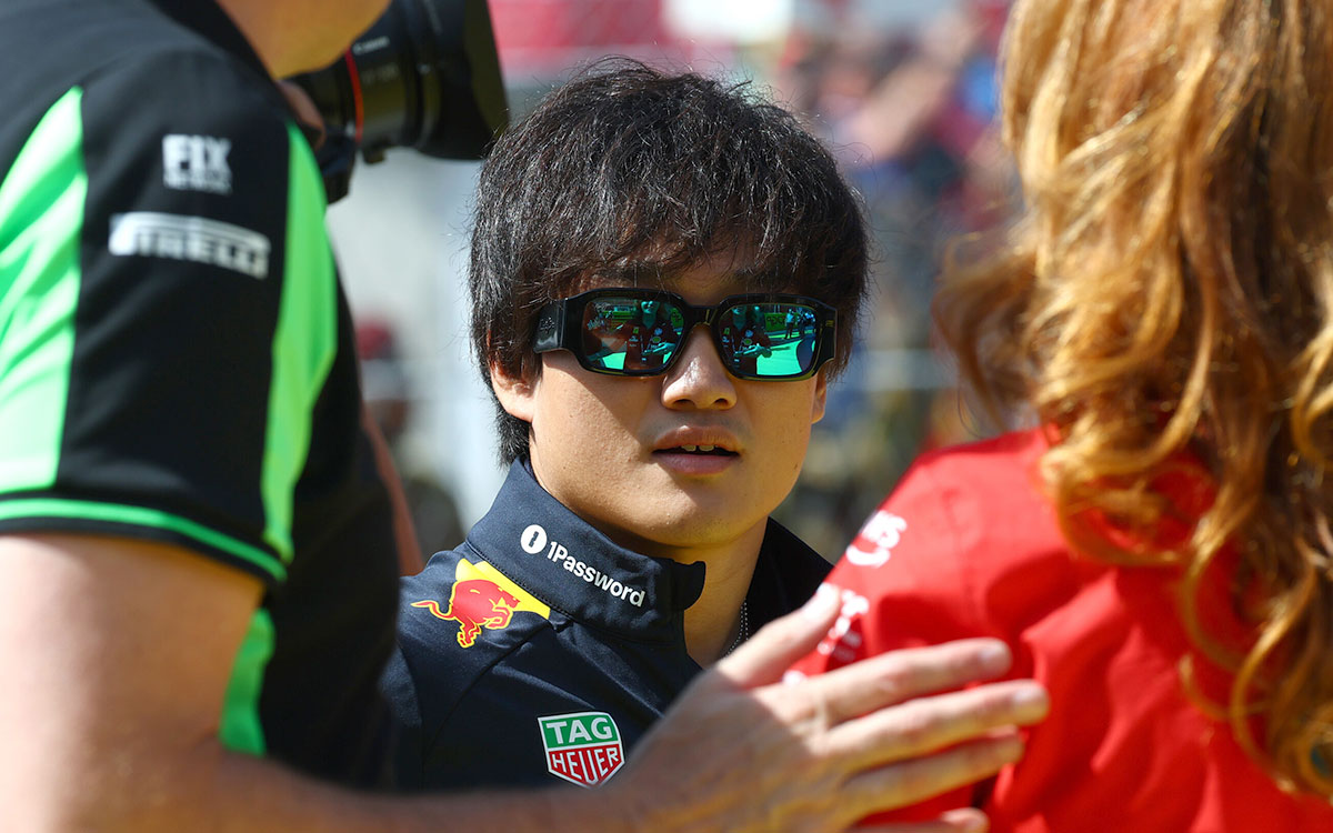 ドライバーズパレードに参加する角田裕毅（レッドブル・レーシング）、2025年9月7日(日) F1イタリアGP決勝（モンツァ・サーキット）