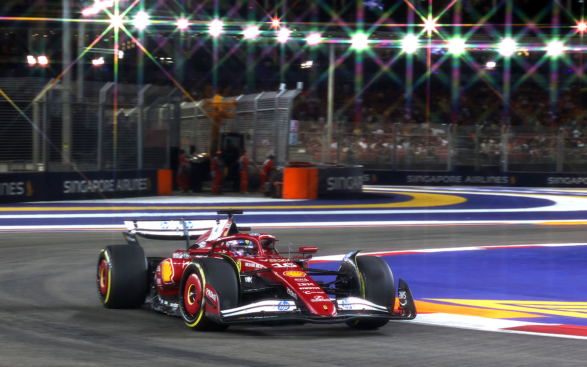 シャルル・ルクレールのフェラーリSF-25、2025年10月3日(金) F1シンガポールGPフリー走行（マリーナベイ市街地コース）