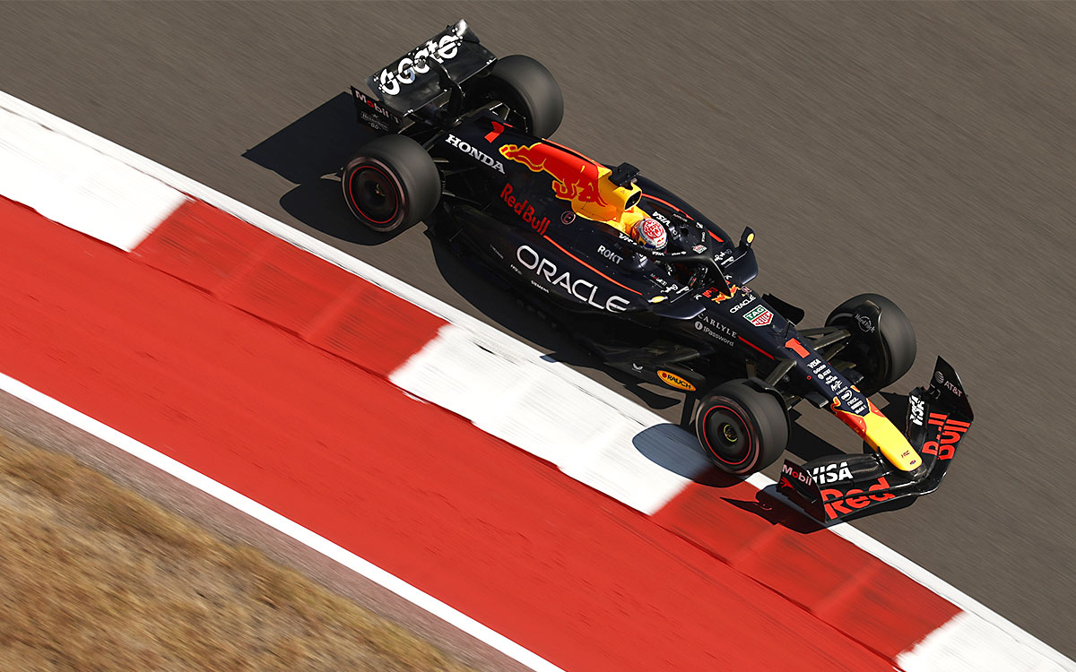 2025年F1第19戦アメリカGPのスプリント予選で、ポールポジションを獲得したマックス・フェルスタッペン（レッドブル）、2025年10月17日サーキット・オブ・ジ・アメリカズ（COTA）