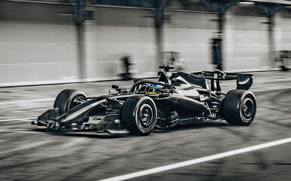 カタロニア・サーキットのピットレーンを走行するフェルナンド・アロンソのアストンマーティン・ホンダ「AMR26」、2026年1月30日F1バルセロナ・シェイクダウン最終5日目