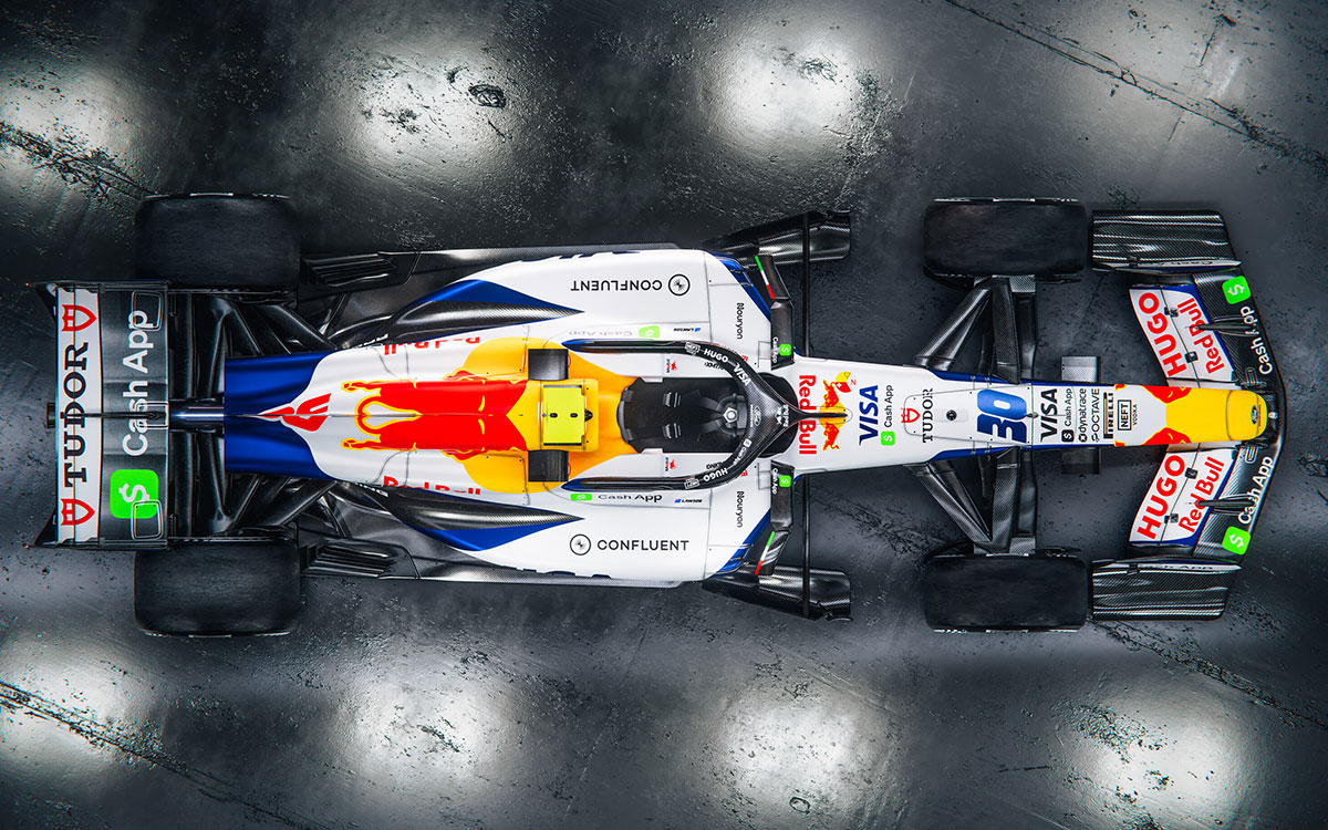 2026年型F1マシンに採用されるレーシング・ブルズのリバリーを示す3Dレンダリング画像、2026年1月15日 (8)