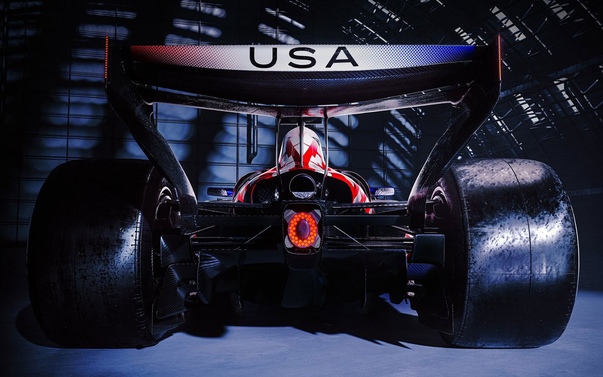 建国250周年を記念して星条旗をモチーフとしたスペシャルリバリー施されたキャデラックF1チームの2026年型マシン「MAC-26」、2026年F1イギリスGP（シルバーストン・サーキット） (2)