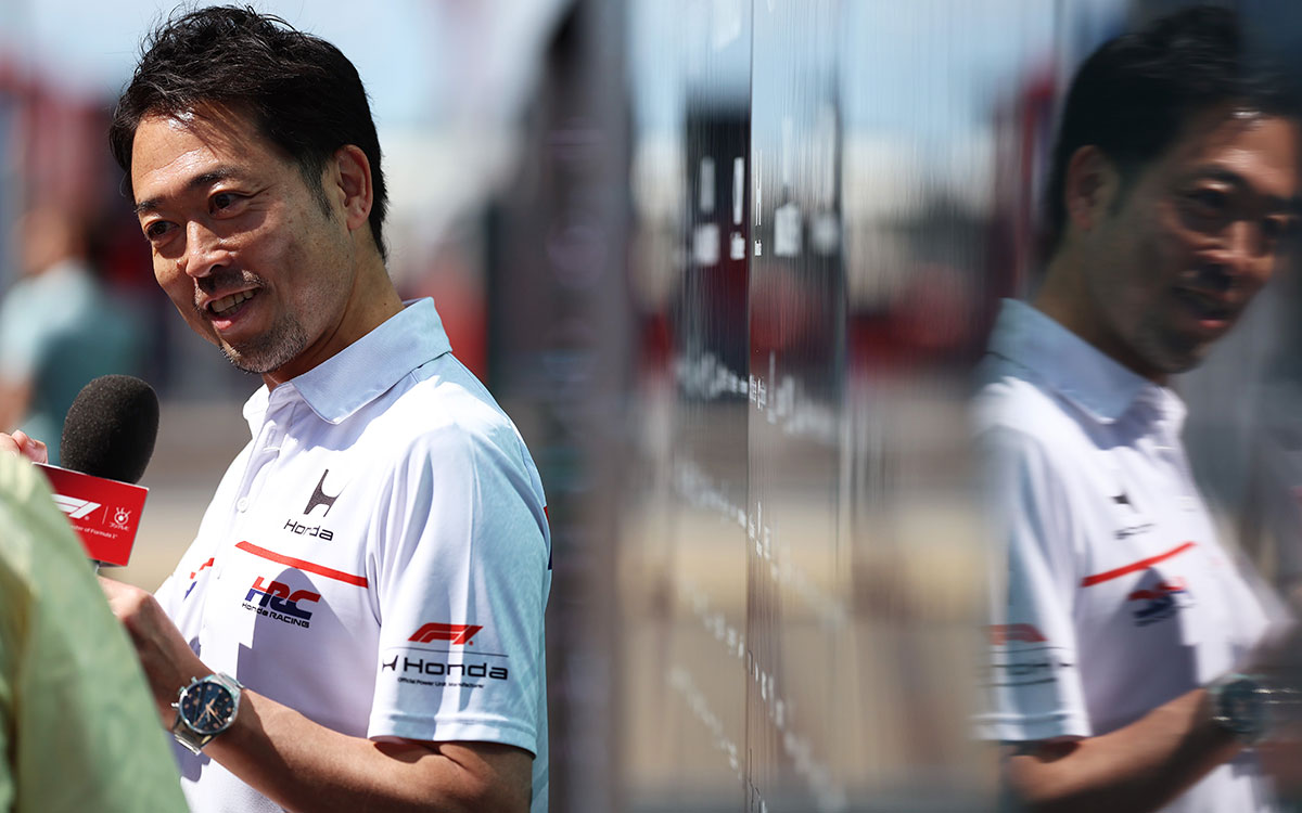 取材に応じる折原慎太郎（ホンダ・レーシング トラックサイドゼネラルマネージャー兼チーフエンジニア）、2026年7月2日(木) F1イギリスGPメディアデー（シルバーストン・サーキット）