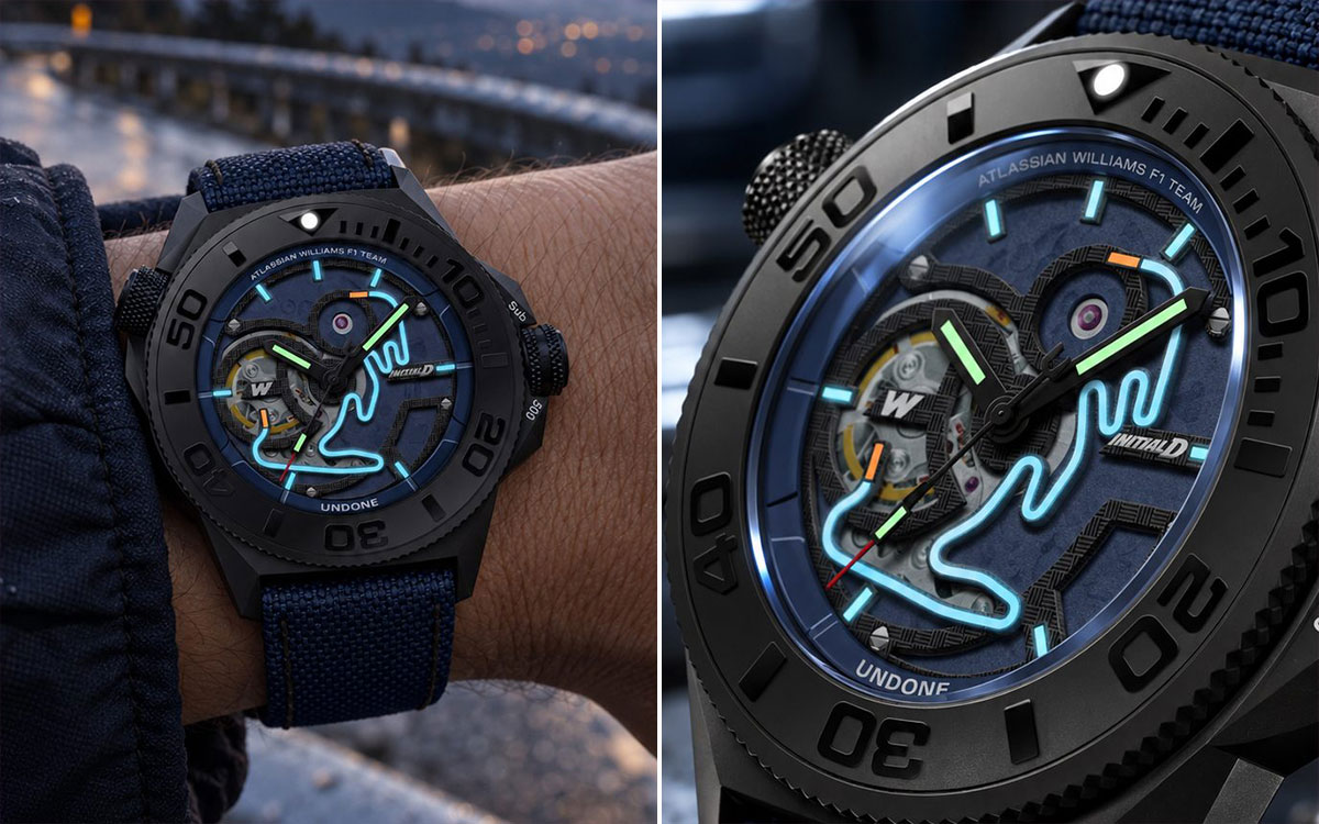 ウィリアムズF1チームと『頭文字D』のコラボレーションで登場したUNDONE製「Project D Automatic Watch」、文字盤に秋名山の峠道を表現した699ドルの機械式腕時計
