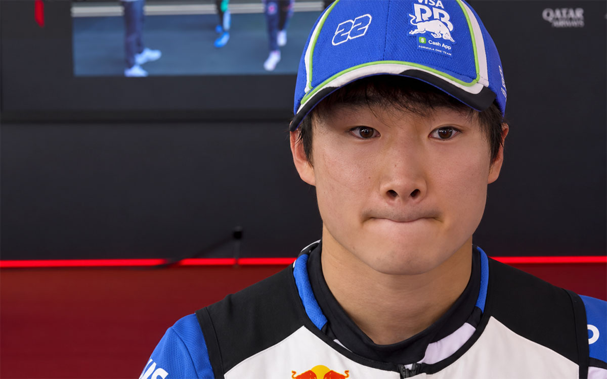 決勝後にインタビューを受ける角田裕毅（レーシング・ブルズ）、2026年9月13日(日) F1スペインGP決勝（マドリンク）